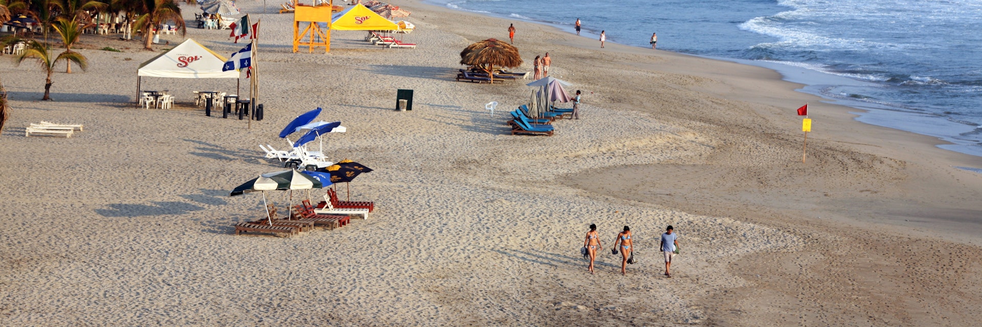 Overview of Zicatela Beach, world famous surfing beach also known as Mexican Pipeline.
