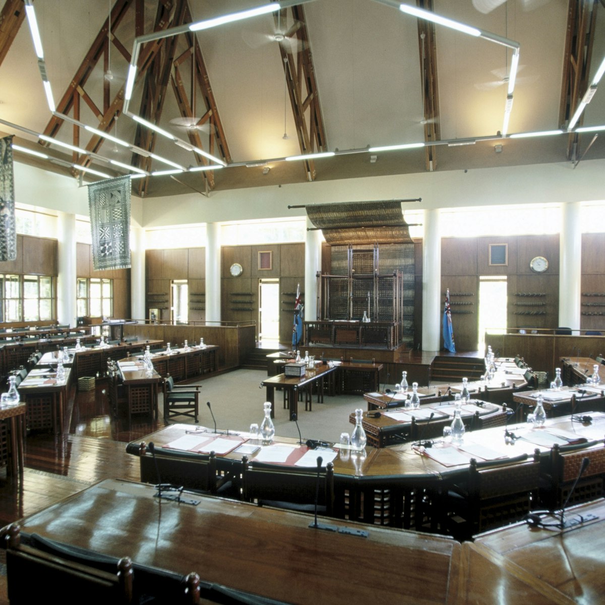 Interior of the Assambly of Fiji in the city of Suva. Viti Levu island. Oceania.