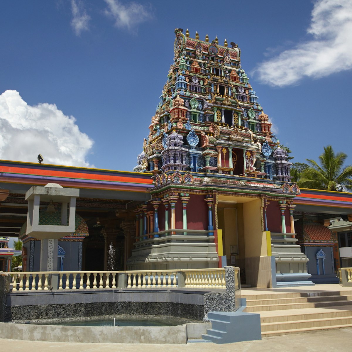 Exterior of colorful Sri Siva Subramaniya Swami Temple