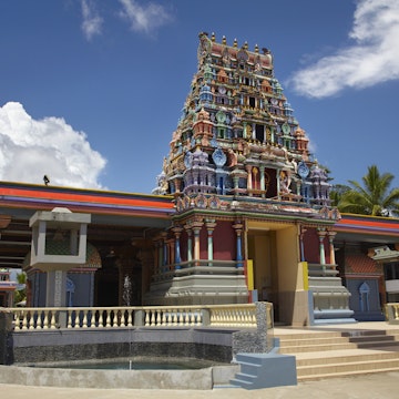 Exterior of colorful Sri Siva Subramaniya Swami Temple