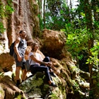 Couple exploring in the lush Lamington National Park, Queensland, Australia