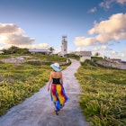 Woman walking in Punta Sur, Isla Mujeres, Mexico