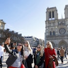 PARIS, FRANCE - OCTOBER 25: Tourists take a selfie with Notre-Dame de Paris Cathedral a few weeks before its reopening to the public scheduled for December 7, 2024 on October 25, 2024 in Paris, France. French ministers have floated the idea of ​​charging tourists to enter the world-famous Notre Dame Cathedral in Paris when it opens on December 7 after five years of restoration. "All over Europe, people have to pay to enter the most remarkable religious buildings". French Culture Minister Rachida Dati told Le Figaro newspaper in an interview published Wednesday night. She said she had proposed "a symbolic tax for all tourist visits to Notre Dame, with the money going entirely towards a major plan to conserve religious heritage." (Photo by Chesnot/Getty Images)
PARIS, FRANCE - OCTOBER 25: Tourists take a selfie with Notre-Dame de Paris Cathedral a few weeks before its reopening to the public scheduled for December 7, 2024 on October 25, 2024 in Paris, France. French ministers have floated the idea of charging tourists to enter the world-famous Notre Dame Cathedral in Paris when it opens on December 7 after five years of restoration. "All over Europe, people have to pay to enter the most remarkable religious buildings". French Culture Minister Rachida Dati told Le Figaro newspaper in an interview published Wednesday night. She said she had proposed "a symbolic tax for all tourist visits to Notre Dame, with the money going entirely towards a major plan to conserve religious heritage." (Photo by Chesnot/Getty Images)
2180989666
bestof, topix