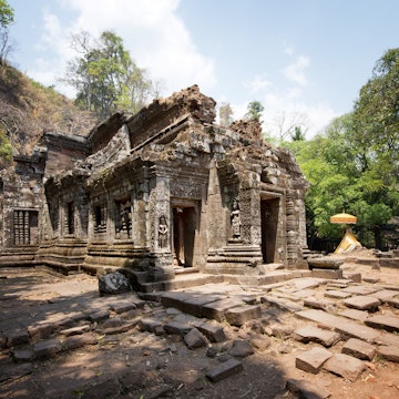 Ruins of Wat Phou (Vat Phu), former Khmer Hindu temple complex.
