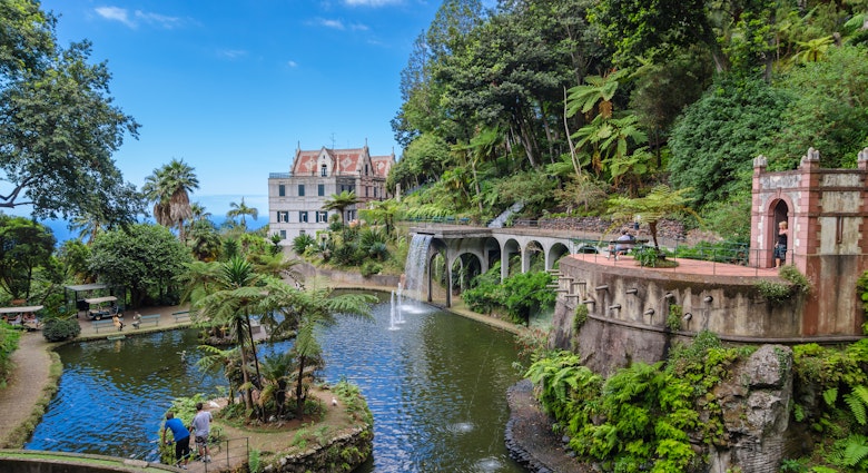 The lake Monte Palace Tropican Garden. Funchal, Madeira island, Portugal.   License Type: media  Download Time: 2023-01-04T13:25:37.000Z  User: meg3348277  Is Editorial: No  purchase_order: