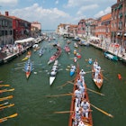 Venice - 6 June, 2017.  Rowers sail the Canaregio canal during the 43rd Vogalonga, a non competitive regatta in Venice, Italy. , License Type: media, Download Time: 2024-11-15T13:44:18.000Z, User: fabricencoredesign31, Editorial: true, purchase_order: 56530 - Guidebooks, job: Global Publishing WIP, client: Venice & the Veneto 12, other: Fabrice Robin