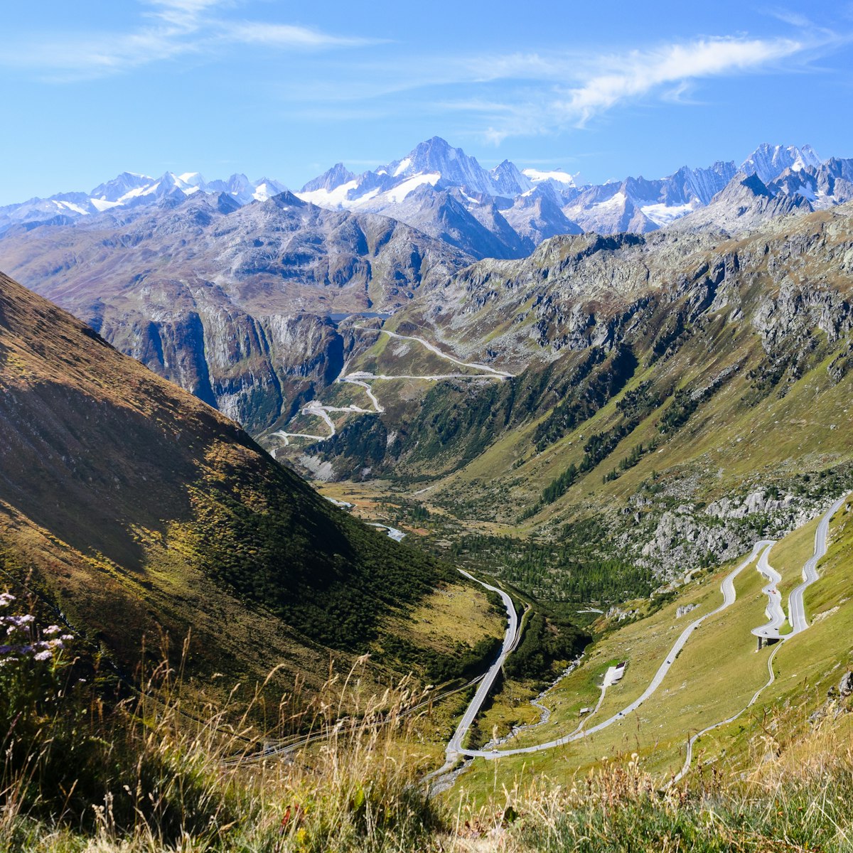 Autumn view from the Furka Pass, Switzerland.