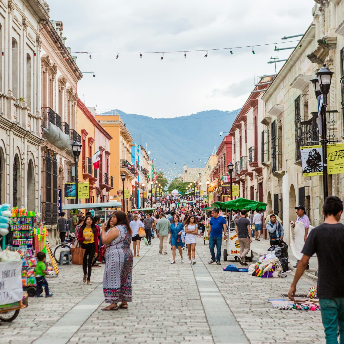 Busy pedestrian street, Calle Alcalá, in downtown Oaxaca.