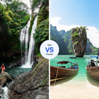 Head to Aling Aling Waterfall in Northern Bali, or explore Phang Nga bay by boat.